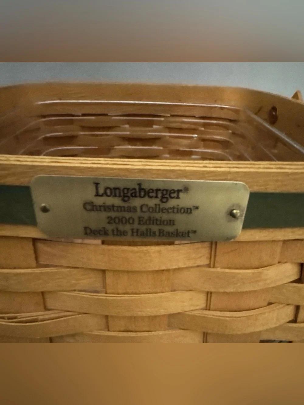 Longaberger 2000 Christmas Deck the Halls Small Storage Basket w/ Liner
